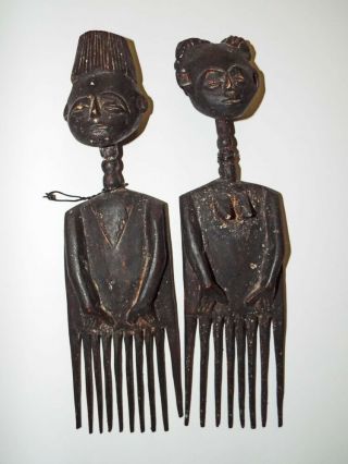 Antique African Wooden Baule Ivory Coast Marriage Figure Combs Museum Status