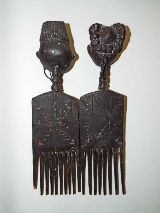 Antique African Wooden Baule Ivory Coast Marriage Figure Combs Museum Status 2