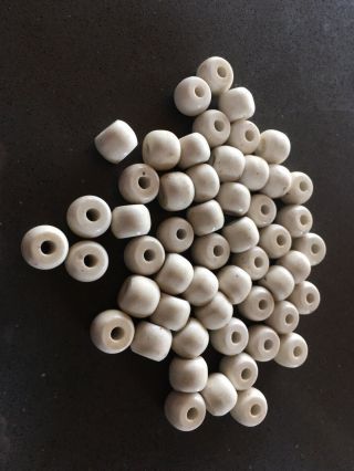 White Glass Medium Sized African Trade Beads Pre - Owned Since The 80’s Antique