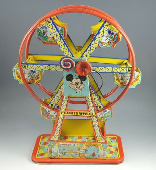 1950s Disneyland Mickey Mouse Tin Ferris Wheel J Chein & Co