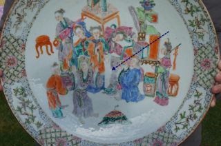 HUGE 38cm Antique Chinese Famille Rose Porcelain Eight Immortals Plate 19th C 11