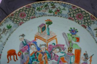 HUGE 38cm Antique Chinese Famille Rose Porcelain Eight Immortals Plate 19th C 2