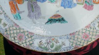 HUGE 38cm Antique Chinese Famille Rose Porcelain Eight Immortals Plate 19th C 3