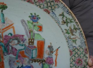 HUGE 38cm Antique Chinese Famille Rose Porcelain Eight Immortals Plate 19th C 4