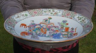HUGE 38cm Antique Chinese Famille Rose Porcelain Eight Immortals Plate 19th C 7