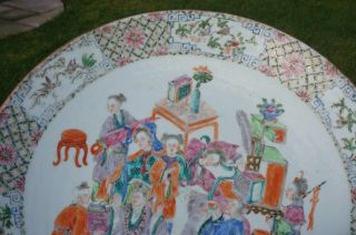 HUGE 38cm Antique Chinese Famille Rose Porcelain Eight Immortals Plate 19th C 8