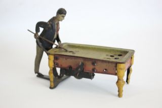Antique Germany Kienberger Huki Billiard Pool Player Wind Up Tin Toy