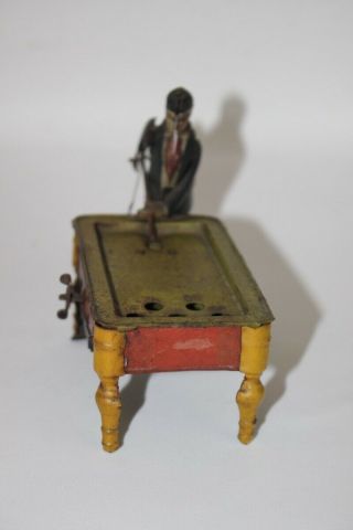 ANTIQUE Germany KIENBERGER HUKI BILLIARD POOL PLAYER Wind Up Tin Toy 3