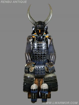 Edo Antique【japanese Samurai Horns Kawari Kabuto Armor】yoroi Armor Menpo