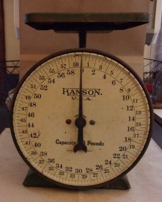 Vintage Hanson Utility Scale 60 Lb Chicago Il Farmhouse Kitchen Decor