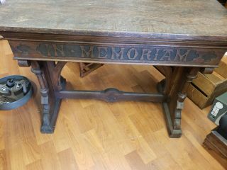 Antique In Memoriam Oak Table Circa 1890 - 1910 ' s Real piece WE SHIP 3