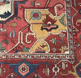 AN AWESOME ANTIQUE VINTAGE DESIGN SERAPI RUG 5