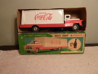 Coca Cola Battery Operated Japanese Tin Toy Truck Allen Haddock Co 1950 