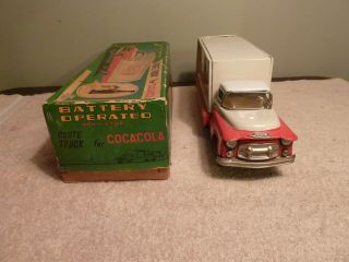 Coca Cola Battery Operated Japanese Tin Toy Truck Allen Haddock Co 1950 ' s 3