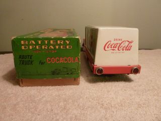 Coca Cola Battery Operated Japanese Tin Toy Truck Allen Haddock Co 1950 ' s 4