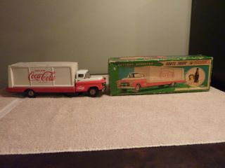 Coca Cola Battery Operated Japanese Tin Toy Truck Allen Haddock Co 1950 ' s 6