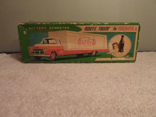 Coca Cola Battery Operated Japanese Tin Toy Truck Allen Haddock Co 1950 ' s 7
