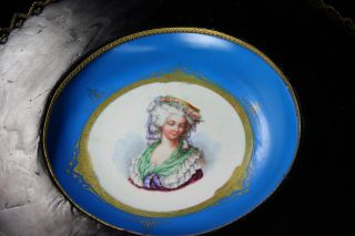 Antique napoleon III Black French Sellette Stand sevres porcelain plate putti 4