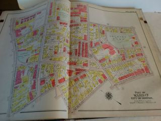 RARE Antique G.  W.  Bromley atlas 1906 City of boston mass 39 plates color maps 3