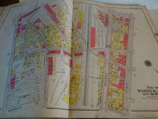 RARE Antique G.  W.  Bromley atlas 1906 City of boston mass 39 plates color maps 5