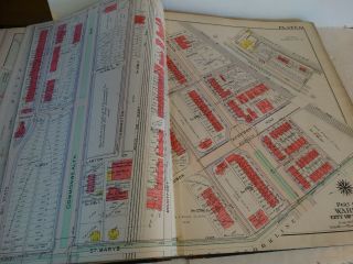 RARE Antique G.  W.  Bromley atlas 1906 City of boston mass 39 plates color maps 7
