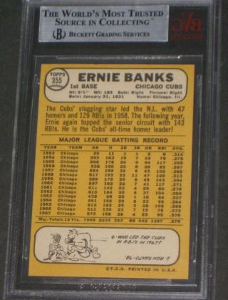 1968 Topps ERNIE BANKS Baseball Card 355 BVG 9 Chicago Cubs 4