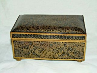 Antique Chinese Japanese Black Cloisonne Cigarette Table Box Monochrome Inaba ?
