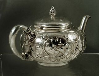 Tiffany Sterling Teapot c1875 - IVY - Hand Decorated 2