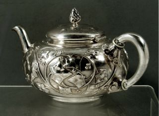 Tiffany Sterling Teapot c1875 - IVY - Hand Decorated 4