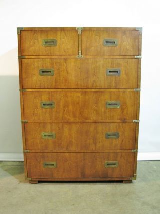 Vintage Henredon Campaign Style Six Drawer Chest;