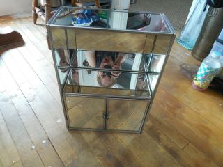 Vintage Rare Barber Shop Wall Mount Mirrored Cabinet