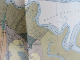 1911 Antique Color Map Glynn County Georgia Brunswick Jekyll Island 35X32 0470 7