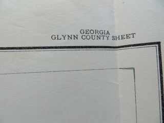 1911 Antique Color Map Glynn County Georgia Brunswick Jekyll Island 35X32 0470 9