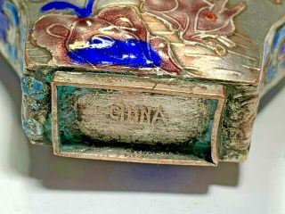 Antique Elegant Chinese Silver & Cloisonne Snuff Bottle 