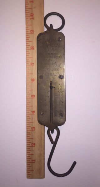 2 Antique Brass Spring Hanging Scales John Chatillon and Sons NY 25 lbs 50 lbs 2