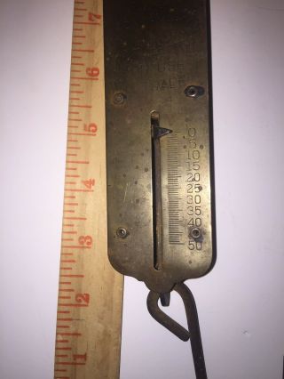 2 Antique Brass Spring Hanging Scales John Chatillon and Sons NY 25 lbs 50 lbs 4
