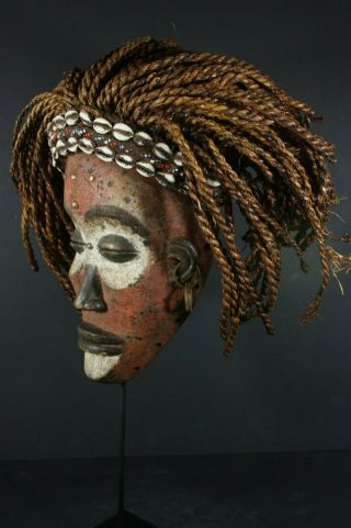 African MANU PWO mask - CHOKWE tribe,  D.  R.  Congo,  TRIBAL ART PRIMITIVE 3