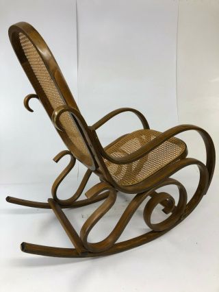 Vintage BENTWOOD ROCKER cane back bottom rocking chair mid century modern thonet 11