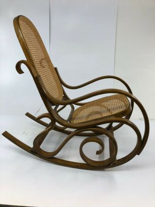 Vintage BENTWOOD ROCKER cane back bottom rocking chair mid century modern thonet 2