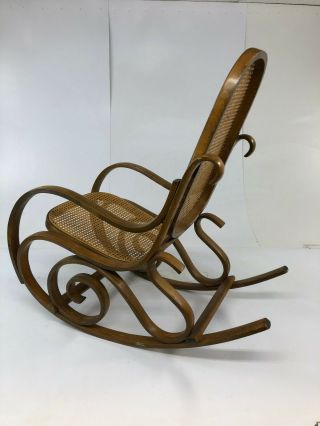 Vintage BENTWOOD ROCKER cane back bottom rocking chair mid century modern thonet 6