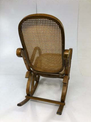 Vintage BENTWOOD ROCKER cane back bottom rocking chair mid century modern thonet 8