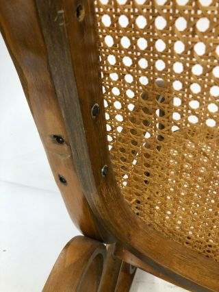 Vintage BENTWOOD ROCKER cane back bottom rocking chair mid century modern thonet 9