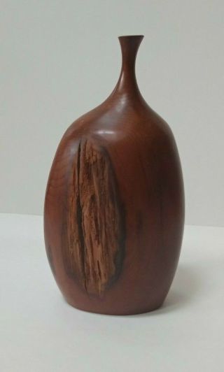 Signed Doug Ayers California Yew Wood Weed Vase - Collector 