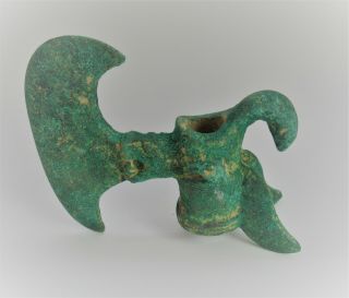 Circa 1000bce Ancient Luristan Bronze Axe Head With Animal Head