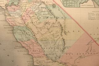 ANTIQUE COLOR ENGRAVING MAP CALIFORNIA 1859 COLTON ' S GENERAL ATLAS SAN FRANCISCO 10