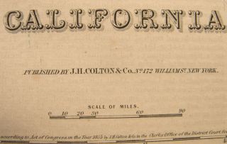 ANTIQUE COLOR ENGRAVING MAP CALIFORNIA 1859 COLTON ' S GENERAL ATLAS SAN FRANCISCO 3