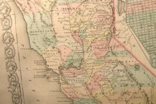 ANTIQUE COLOR ENGRAVING MAP CALIFORNIA 1859 COLTON ' S GENERAL ATLAS SAN FRANCISCO 9