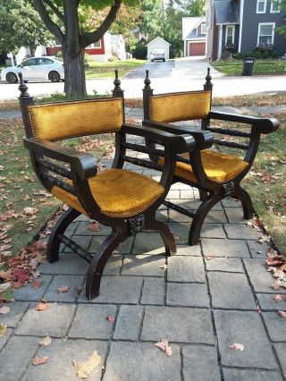 Pair Vintage X Frame Dante Savonarola Chairs Mexico Mexican Craft Sling Mission