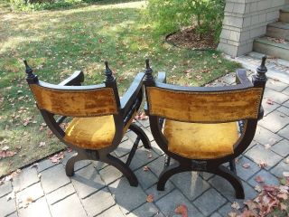 Pair Vintage X frame Dante Savonarola CHAIRS Mexico Mexican Craft Sling mission 6