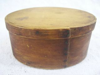 Small Oval Antique 19th Century Wood Pantry Spice Box Aafa